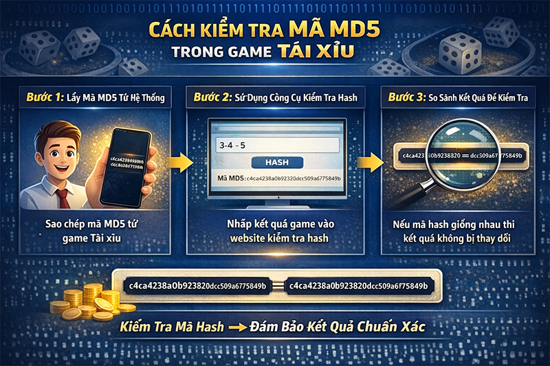 Cách kiểm tra mã MD5 trong game Tài xỉu